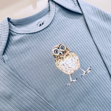 Afbeelding in Gallery-weergave laden, Baby romper uiltje - soft blue longsleeve