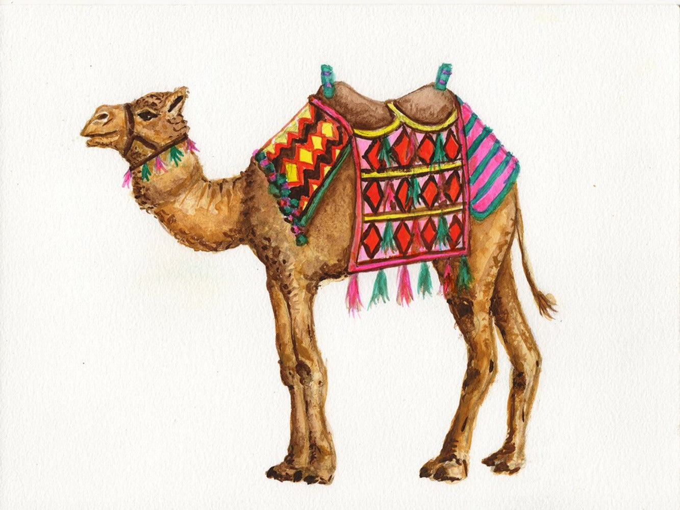 Original watercolor painting camel