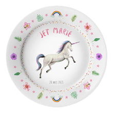 Load image into Gallery viewer, Children's plate unicorn with name