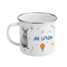 Lade das Bild in den Galerie-Viewer, Emaille-Tasse Bär Hase Hirsch mit Namen
