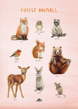 Lade das Bild in den Galerie-Viewer, Collagenposter Waldtiere 50x70 cm