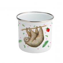 Load image into Gallery viewer, Enamel cup sloth toucan parrot and flamingo with name