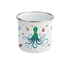 Load image into Gallery viewer, Enamel mug octopus seahorse custom with name