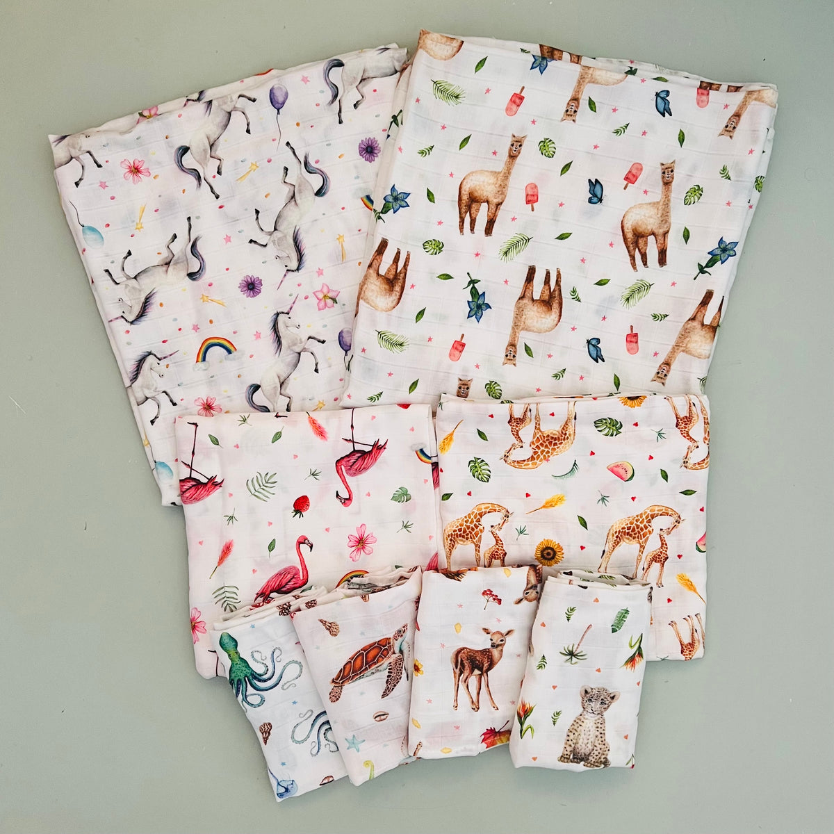 Baby Babywickel Musselin Einhorn XL - 120x120cm groß