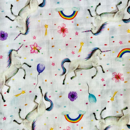 Baby Spucktücher Musselin Einhorn-Regenbogen-Print Medium - 2 Stück - 60x60cm groß