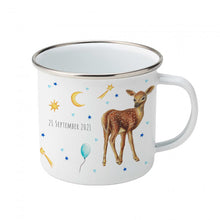 Lade das Bild in den Galerie-Viewer, Emaille-Tasse Bär Hase Hirsch mit Namen