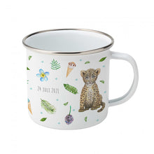 Lade das Bild in den Galerie-Viewer, Emaille-Tasse kleiner Hirsch Kaninchen Leopard mit Namen