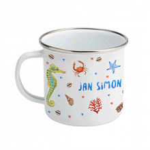 Load image into Gallery viewer, Enamel cup lobster seahorse fish with name