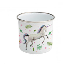Afbeelding in Gallery-weergave laden, Emaille beker eenhoorn flamingo regenboog met naam