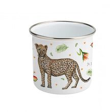 Load image into Gallery viewer, Enamel mug leopard alpaca and zebra custom with name