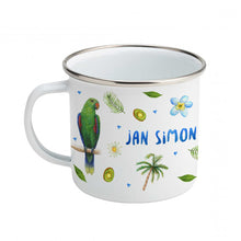 Load image into Gallery viewer, Enamel mug baby leopard flamingo parrot custom with name