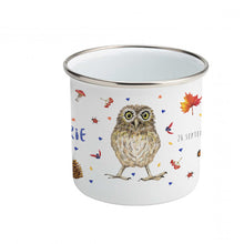 Load image into Gallery viewer, Enamel mug owl rabbit and deer custom with name