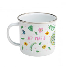 Load image into Gallery viewer, Enamel mug peacock custom with name