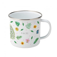 Load image into Gallery viewer, Enamel mug peacock custom with name