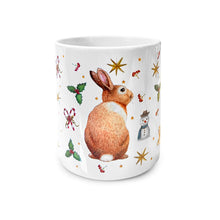 Lade das Bild in den Galerie-Viewer, kerstmok mies to go konijn handgeschilderd aquarel kerstmis kerstcadeau christmas gift kersttafel kerstdecoratie