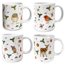 Load image into Gallery viewer, 4 ceramic Christmas mugs