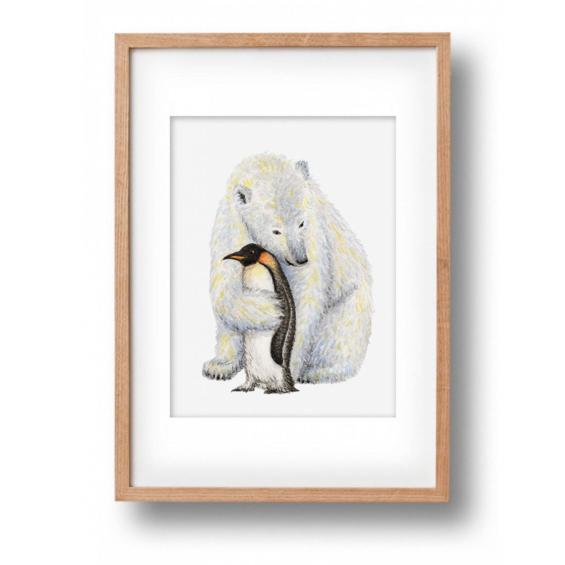 Original watercolour polar bear and penguin