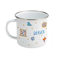 Load image into Gallery viewer, Enamel mug baby giraffe custom with name