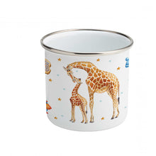 Load image into Gallery viewer, Enamel mug baby giraffe custom with name