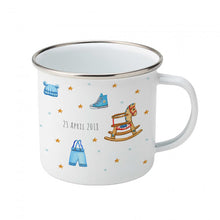 Load image into Gallery viewer, Enamel mug baby giraffe custom with name