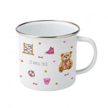 Load image into Gallery viewer, Enamel mug baby giraffe custom with name