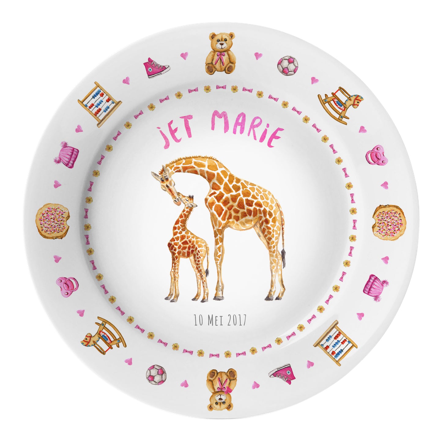 Kinderteller-Giraffenbaby mit Namen
