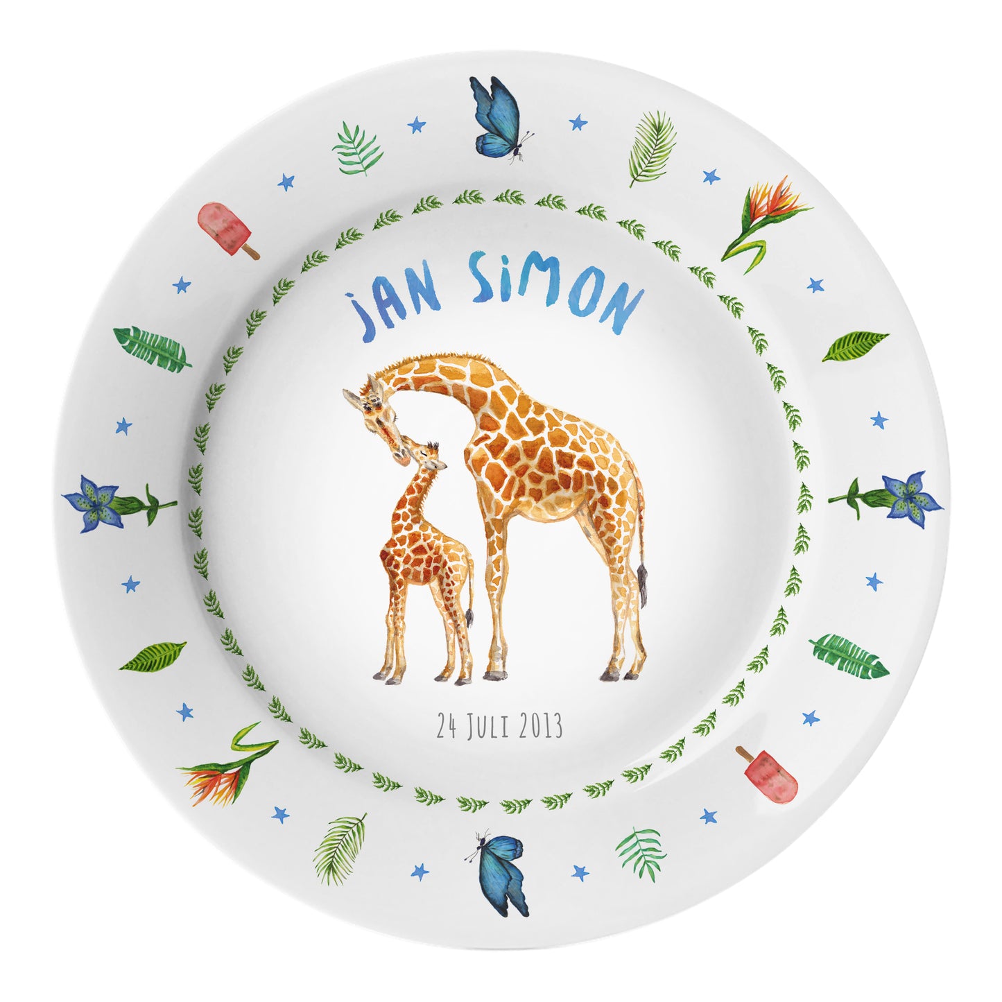Personalised kids plate giraffe