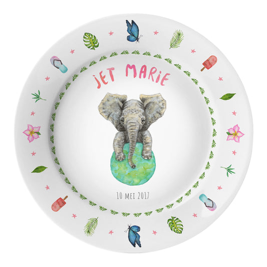 Personalised kids plate elephant