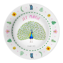 Load image into Gallery viewer, Kids personalized dinner name plate peacock