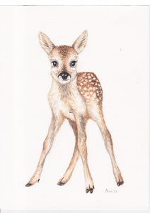 Origineel aquarel schilderij hertje