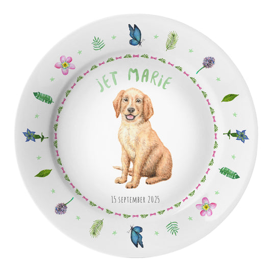 Children's dinner plate little deer in summer with name