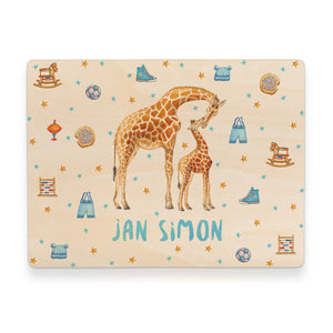 Memory box giraffe with personalized name and birth date