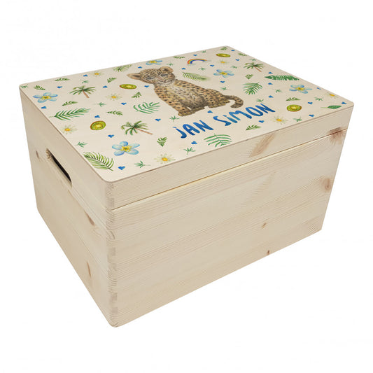 Memory box baby leopard with personalized name and birth date