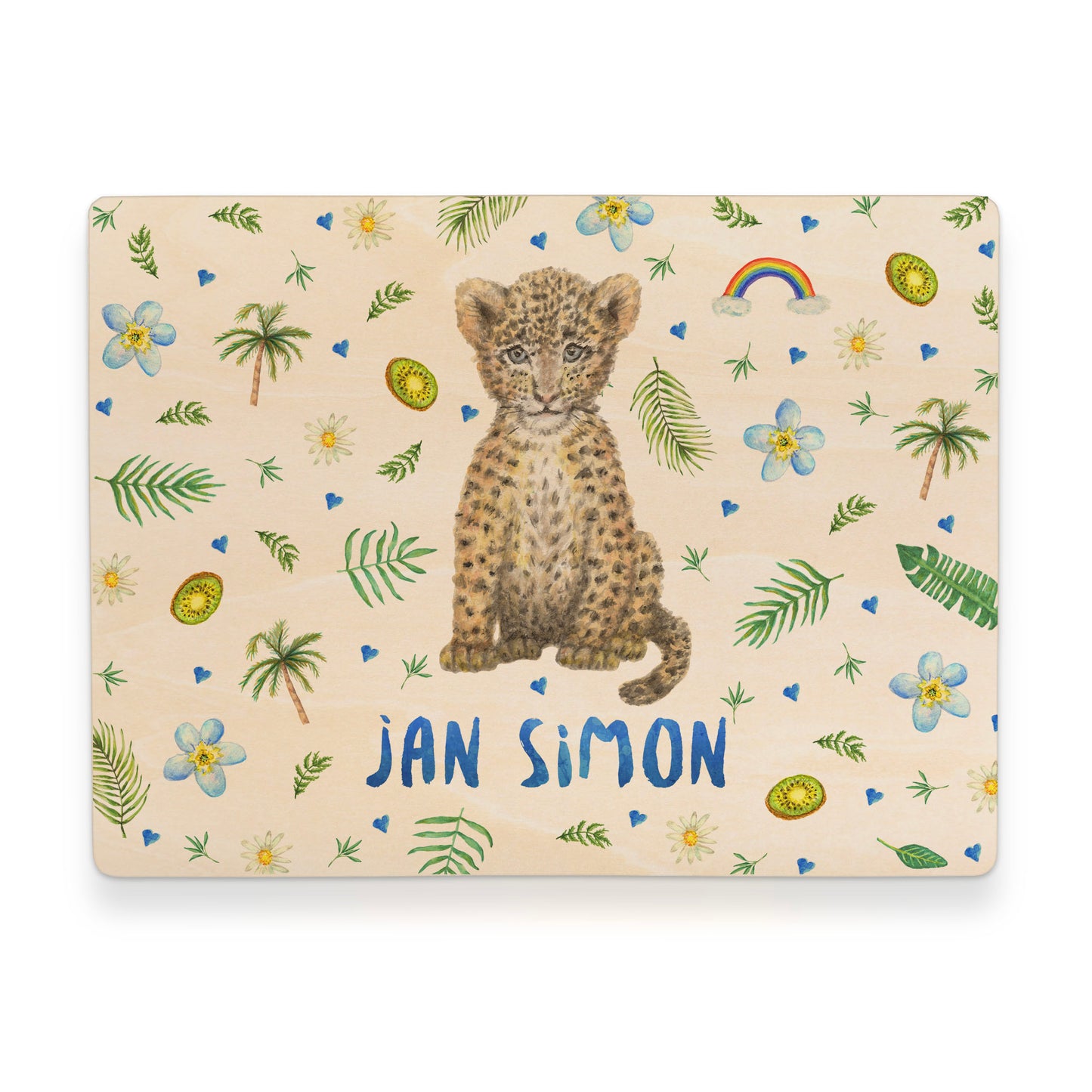 Memory box baby leopard with personalized name and birth date