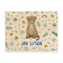 Load image into Gallery viewer, Memory box baby leopard with personalized name and birth date

