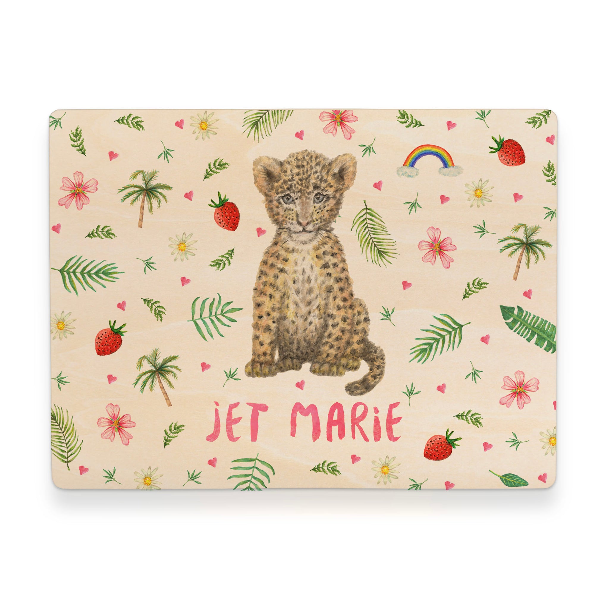 Memory box baby leopard with personalized name and birth date