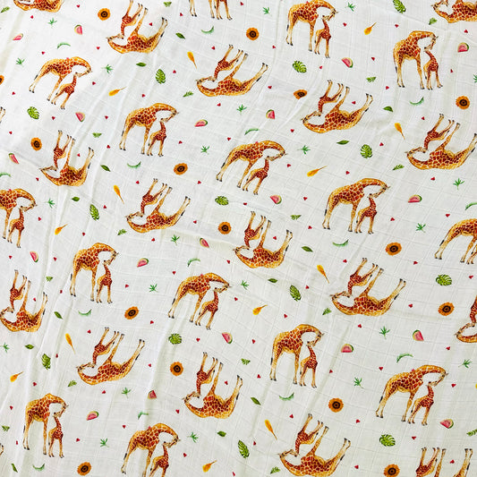 XL hydrofiele doek giraffe 120 cm – extra zacht biologisch textiel – must-have voor baby's