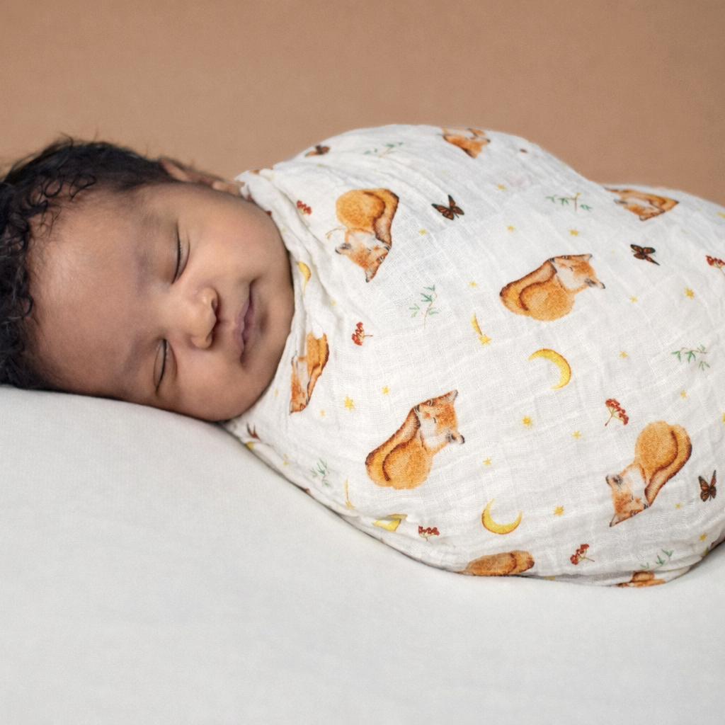 Babywickel Musselin Baby Leoparden XL - 120x120cm groß