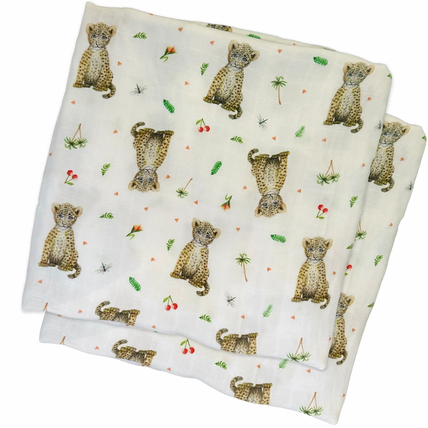 Baby Spuckücher Musselin Leoparden Medium - 2 Stück - 60x60cm groß