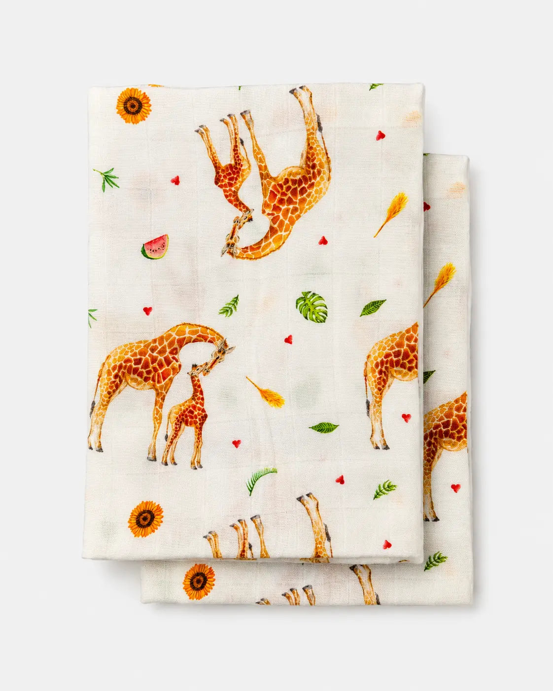 2-pack hydrofiele doeken giraffe 60x60 cm – bamboe en biologisch katoen