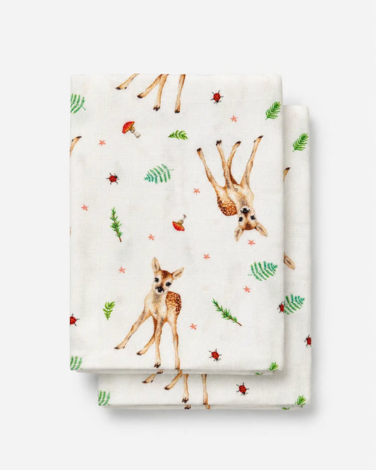 2-pack hydrofiele doeken hertjes 60x60 cm – bamboe en biologisch katoen