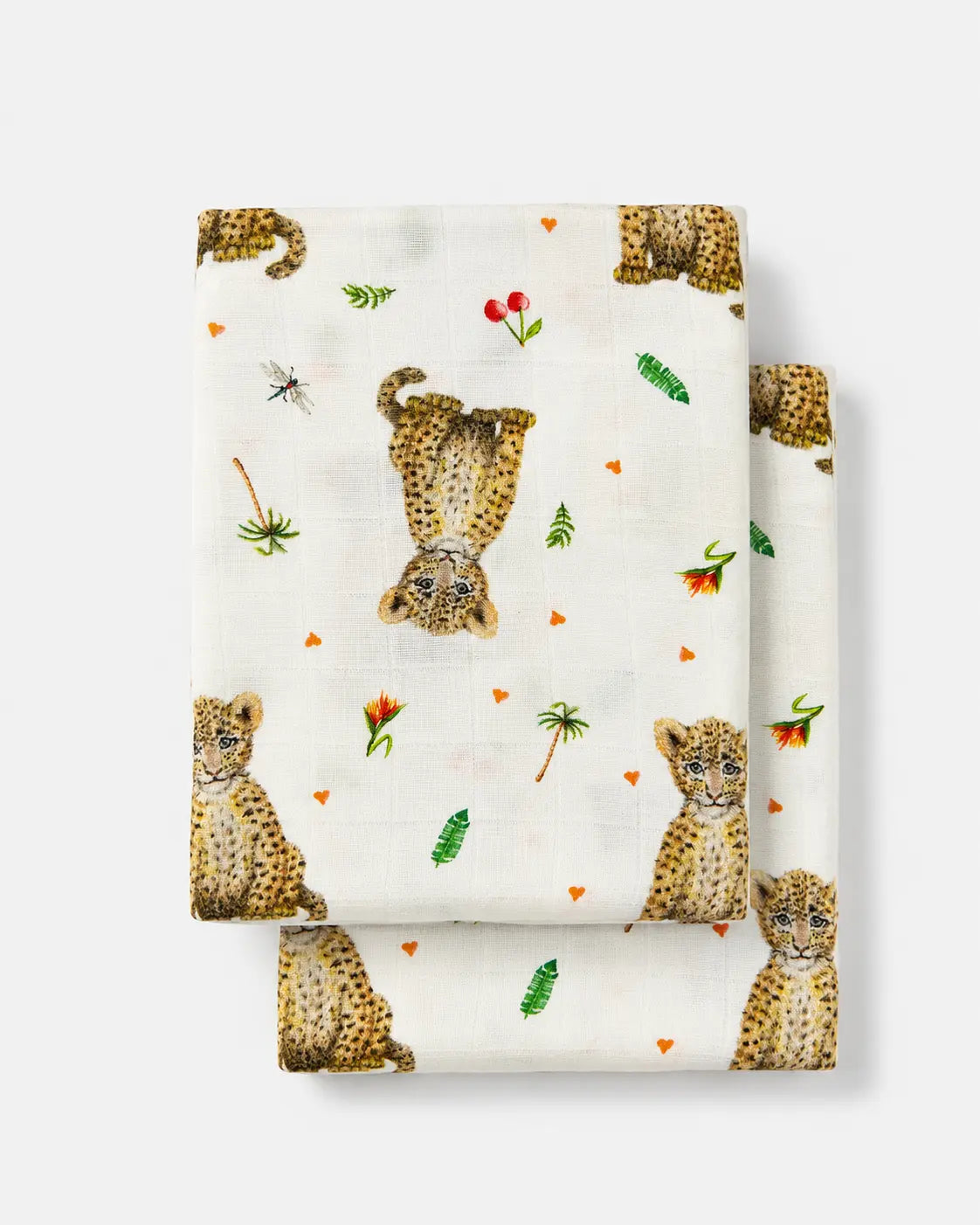 2 medium baby muslin swaddles baby leopard - 60 cm