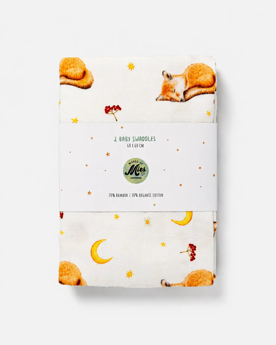 2 medium baby muslin swaddles baby leopard - 60 cm