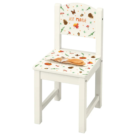 Personalised children's chair with fox and forest decorations