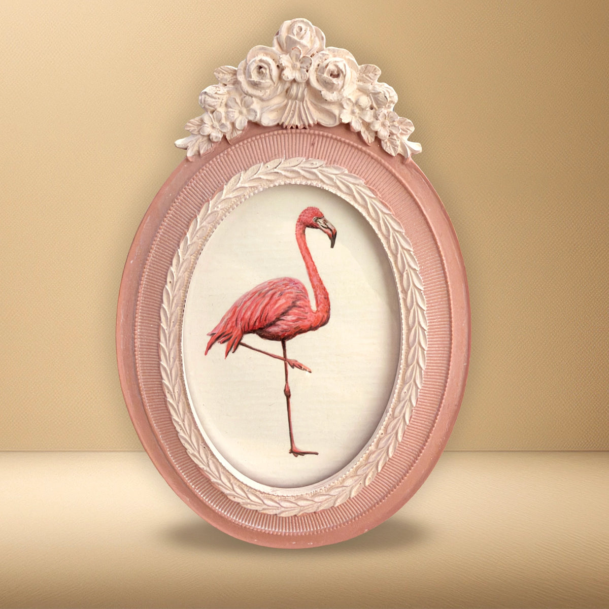 Roze lijstje met flamingo art print