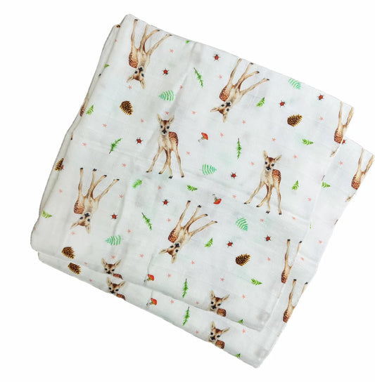 2-pack hydrofiele doeken hertjes 60x60 cm – extra zacht biologisch textiel – must-have voor baby's