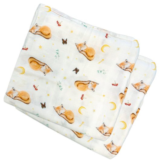2 medium baby muslin swaddles baby leopard - 60 cm