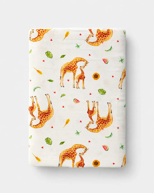 XL hydrofiele doek giraffe 120 cm – bamboe en biologisch katoen