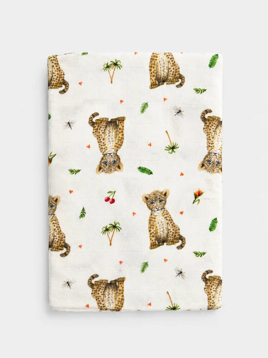 XL hydrofiele doek luipaardje 120 cm – bamboe en biologisch katoen