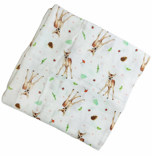 XL hydrofiele doek hertje 120 cm – extra zacht biologisch textiel – must-have voor baby's